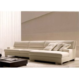 Sofá de 4 Lugares com Chaise, Revestimento Sarja Bege, 3,18m X 1,61m - 1