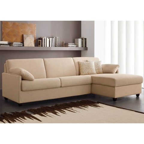 Sofá de 3 Lugares com Chaise, Revestimento Sarja Bege, 2,30 X 1,60m