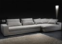 Ver imagem 1 de Sofá de 4 Lugares com Chaise, Revestimento Sarja Bege, 3,18m X 1,60m