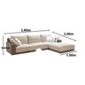 Sofá Modulado, 3 Lugares com Puff, Revestimento em Sarja Cinza com Creme, 2,80m X 2,00m - 2