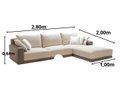 Ver imagem 2 de Sofá Modulado, 3 Lugares com Puff, Revestimento em Sarja Cinza com Creme, 2,80m X 2,00m