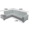 Sofá 5 Lugares com Chaise Lado Esquerdo, Couro Sintético Branco, 2,55m X 1,85m - 2
