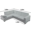 Ver imagem 2 de Sofá 5 Lugares com Chaise Lado Esquerdo, Couro Sintético Branco, 2,55m X 1,85m