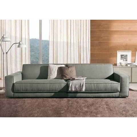 Sofá de 3 Lugares, Revestimento em Sarja Cinza, 2,66m