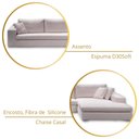 Ver imagem 4 de Sofá 5 Lugares com Chaise, Revestimento em Sarja Branca, Chaise Lado Direito, 3,20m X 1,70m