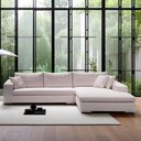 Ver imagem 1 de Sofá 5 Lugares com Chaise, Revestimento em Sarja Branca, Chaise Lado Direito, 3,20m X 1,70m