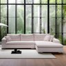 Sofá 5 Lugares com Chaise, Revestimento em Sarja Branca, Chaise Lado Direito, 3,20m X 1,70m - 1