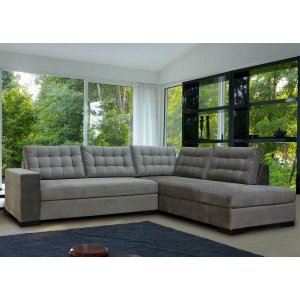 Sofá de Canto em L, Revestimento Sued Cinza, 2,93m X 2,00m