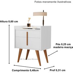 Mesa de Cabeceira Davi 1 Gaveta 1 Porta Pés Palito Branco - JM Casa dos Moveis - 3