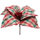 Ver imagem 2 de Kit 6 Flores Artificiais Xadrez Gliter Artesanal Natal 30cm