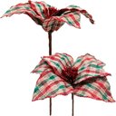 Ver imagem 1 de Kit 6 Flores Artificiais Xadrez Gliter Artesanal Natal 30cm