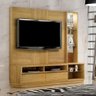 Home Theater Rack para Tv 65 Polegadas Sala Quarto 2 Portas 3 Prateleiras Espelho Mdf Marrom - 1