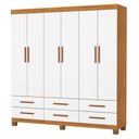 Ver imagem 2 de Guarda-roupa Solteiro Denver 6 Portas 6 Gavetas 22120 Cinamomo/branco - Carioca Móveis