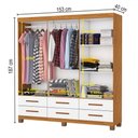 Ver imagem 4 de Guarda-roupa Solteiro Denver 6 Portas 6 Gavetas 22120 Cinamomo/branco - Carioca Móveis