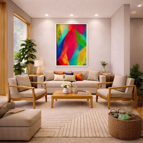 Quadro Canvas Abstrato Expressionista 90x60cm Mold Branca