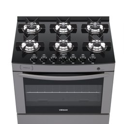 FOGAO 6 BOCAS VENAX DELPLUS VITREO BL GRAFITE GAS GLP - 2