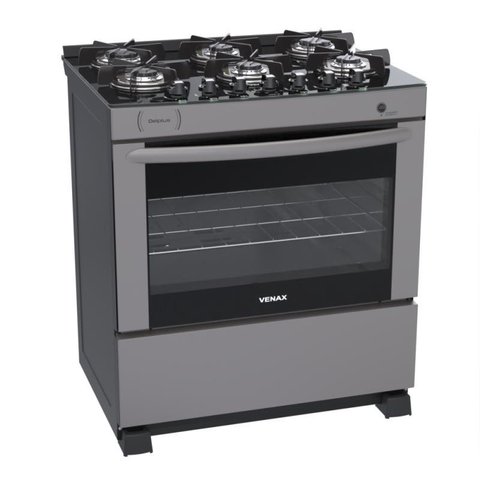 FOGAO 6 BOCAS VENAX DELPLUS VITREO BL GRAFITE GAS GLP