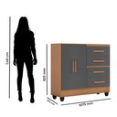 Ver imagem 3 de Guarda Roupa Casal Porto Com cômoda Lite 4 Gavetas 2 Portas E armário Multiuso Lite Nature Cinza – M