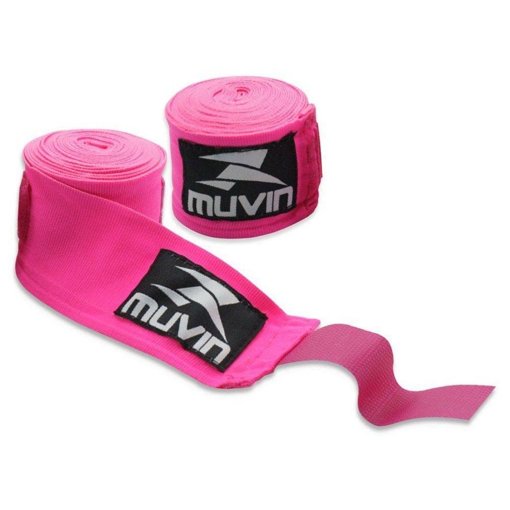 Par de Bandagem Atadura Elástica 5 Metros Muay Thai Boxe - Pink - Muvin - 1