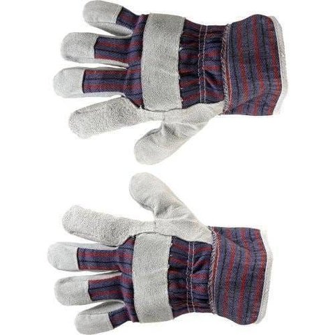 Par de Luvas de Proteção Segurança Raspa Tecido Ca 33038 Cinza/azul Brasfort