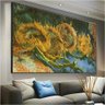 Quadro Decorativo Van Gogh Quatro Girassóis Cortados:90x60 cm/BORDA INFINITA - 4