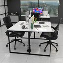 Ver imagem 6 de Escrivaninha Mesa Escritório 2 Lugares 120cm Industrial Branco