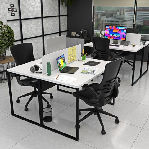 Escrivaninha Mesa Escritório 2 Lugares 120cm Industrial Branco