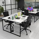 Ver imagem 1 de Escrivaninha Mesa Escritório 2 Lugares 120cm Industrial Branco