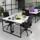 Ver imagem 2 de Escrivaninha Mesa Escritório 2 Lugares 120cm Industrial Branco