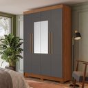 Ver imagem 6 de Guarda Roupa Solteiro 4P Sarandi com Espelho e Cabeceira Casal Loanda com Gavetas Jatobá Grafite -