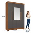 Ver imagem 2 de Guarda Roupa Solteiro 4P Sarandi com Espelho e Cabeceira Casal Loanda com Gavetas Jatobá Grafite -