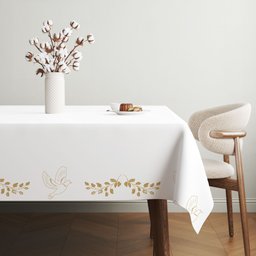 Toalha de Mesa Retangular 6 Lugares Ramos para a Páscoa 100% Algodão - 1,36x2,20m - 2