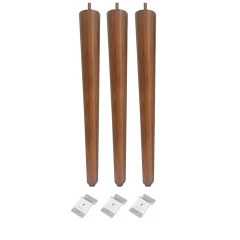 Kit de 3 Pé Palito 75cm Amendoa Marrom Claro + Chapinha Inclinada Metal