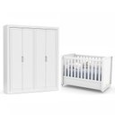 Ver imagem 6 de Jogo de Quarto Infantil com Guarda Roupa 4 Portas e Berço Tutto New Branco Soft - Matic Móveis