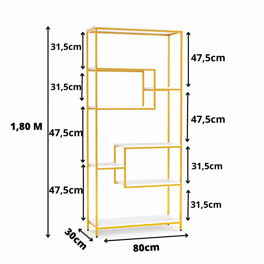 Estante Prateleira Estilo Industrial Organizador 6/4 Níveis Dourado - 7