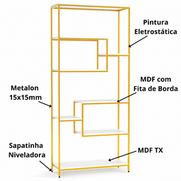 Estante Prateleira Estilo Industrial Organizador 6/4 Níveis Dourado - 5