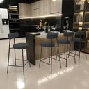 Ver imagem 2 de Kit 03 Banquetas Baixa para Cozinha Sala de Jantar Bancada Milão L02 Bouclê Preto - lyam decor