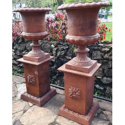 VASO INGLÊS C/ BASE CONJUNTO 2+2 DECORAR JARDIM PLANTAS Pronto Artes DECORAÇÃO DE FAZENDA - 3