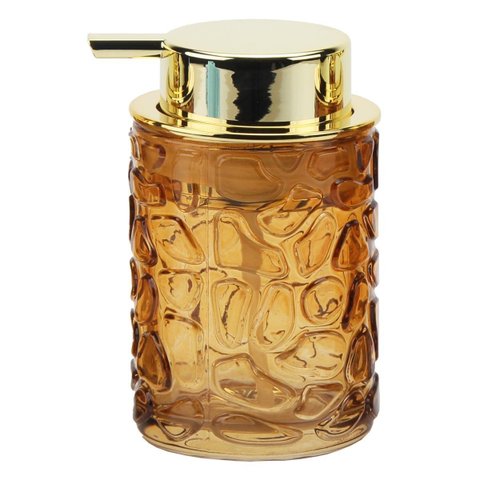 Porta Sabonete Líquido Vidro Âmbar Dourado Luxo 260ml