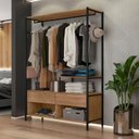 Ver imagem 1 de Guarda Roupa Closet Solteiro Barcelona Preto Demolição - Artefamol