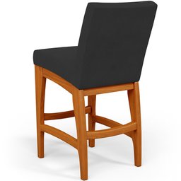 Kit 04 Banquetas Baixa Cozinha Bancada Bar Sala de Jantar Fixa Mila L02 Suede Preto - Lyam Decor Ban - 8