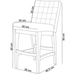 Kit 04 Banquetas Baixa Cozinha Bancada Bar Sala de Jantar Fixa Mila L02 Suede Preto - Lyam Decor Ban - 5