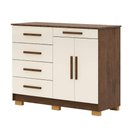 Ver imagem 2 de Cômoda Sapateira Sirius 5 Gavetas 2 Portas Imbuia/champanhe - Vila Rica