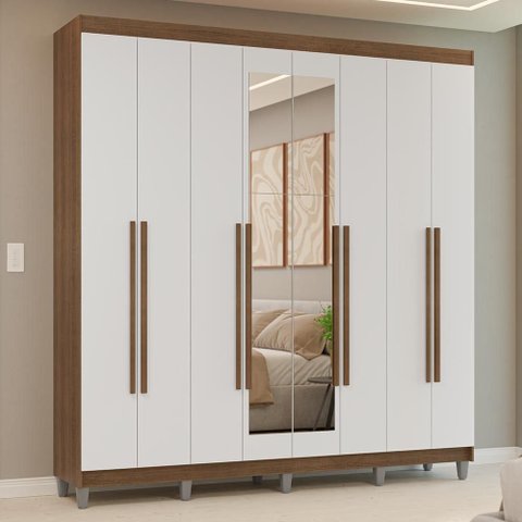 Guarda-Roupa Casal com Pés 8 Portas Batentes com Espelho Venus Madesa