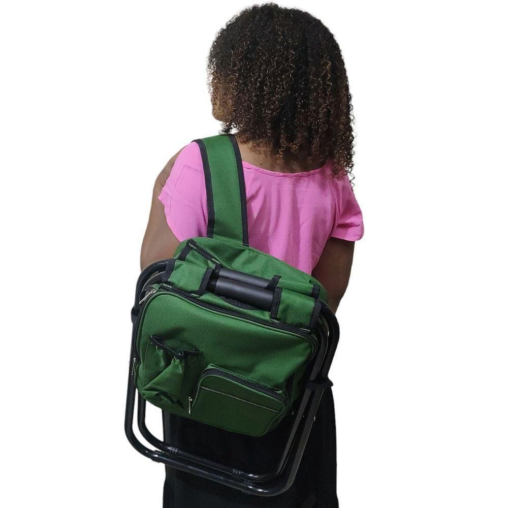 Cadeira Mochila Bolsa Semi Termica 2 em 1 Banqueta Portatil Piquenique Fila Espera Camping Pesca - 9