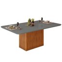 Ver imagem 1 de Mesa para Cozinha Canes com Tampo Madeirado com Vidro Curvo 200x100cm Freijo-cinza Urbano Dj Móveis