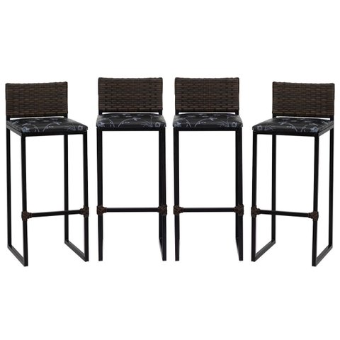 Kit 4 Bancos Quadrado Junco Argila para Bancada Alta Cozinha Área Gourmet Bistrô Piscina Bar