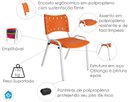 Ver imagem 6 de Cadeiras Modernas para Ambientes Corporativos, Treinamento Laranja Base Branca Kit com 6
