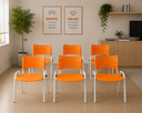 Ver imagem 7 de Cadeiras Modernas para Ambientes Corporativos, Treinamento Laranja Base Branca Kit com 6