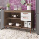 Ver imagem 3 de Balcão de Cozinha 120cm Armário sem Pia/tampo Noce Off-white